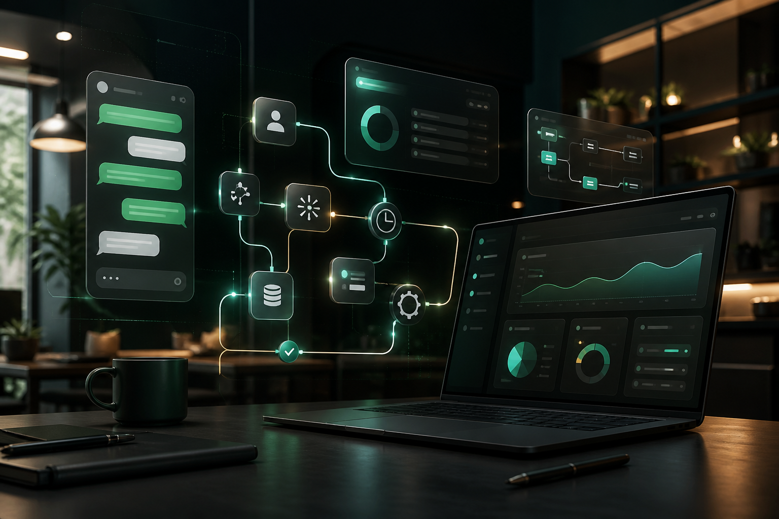 Visual de automatizacion, paneles e IA para negocios